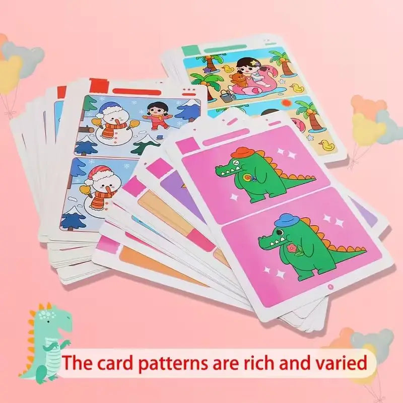 Find Difference Fun Focus Training Game Erasable Picture Cards