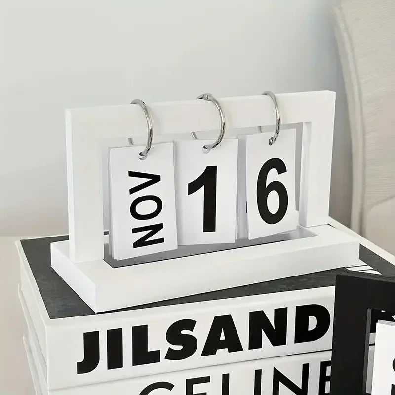 Ins Minimalist Style Living Room Office Decoration Wooden Calendar Ornament Modern Desk Accessories Simple Home Decor Crafts Gif Peaceful Pleasures Health and Wellness