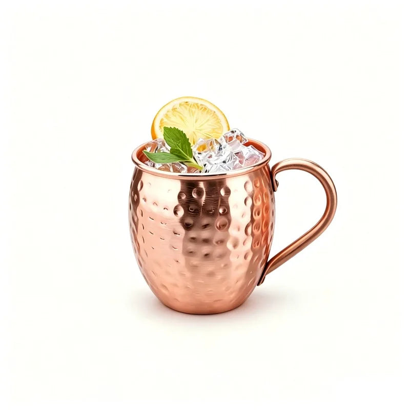 Moscow Mule Mug Durable Coppery Beer Mugs 350ml Coffee Mug Milk Cup Drinkware 304 Stainless Steel Copper-Plated Hammered Cup Peaceful Pleasures Health and Wellness 350ml