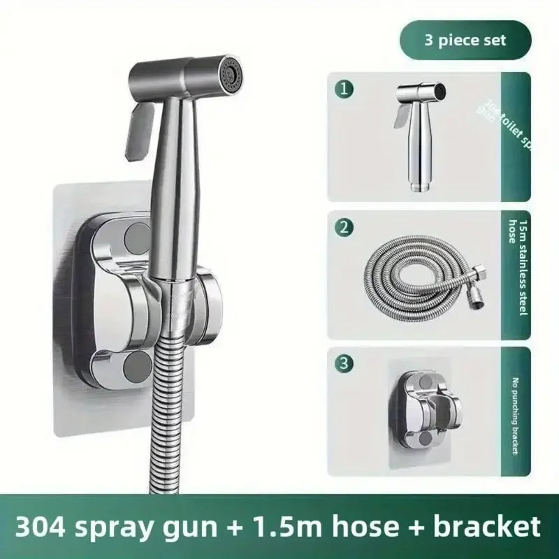 3-Piece Stainless Steel Handheld Bidet Sprayer Set