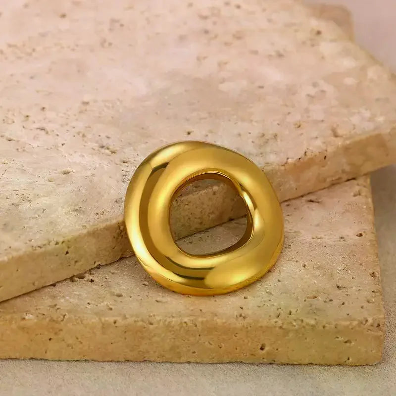 Geometric Spiral Sunflower Brooch | Gold Stainless Steel Pin