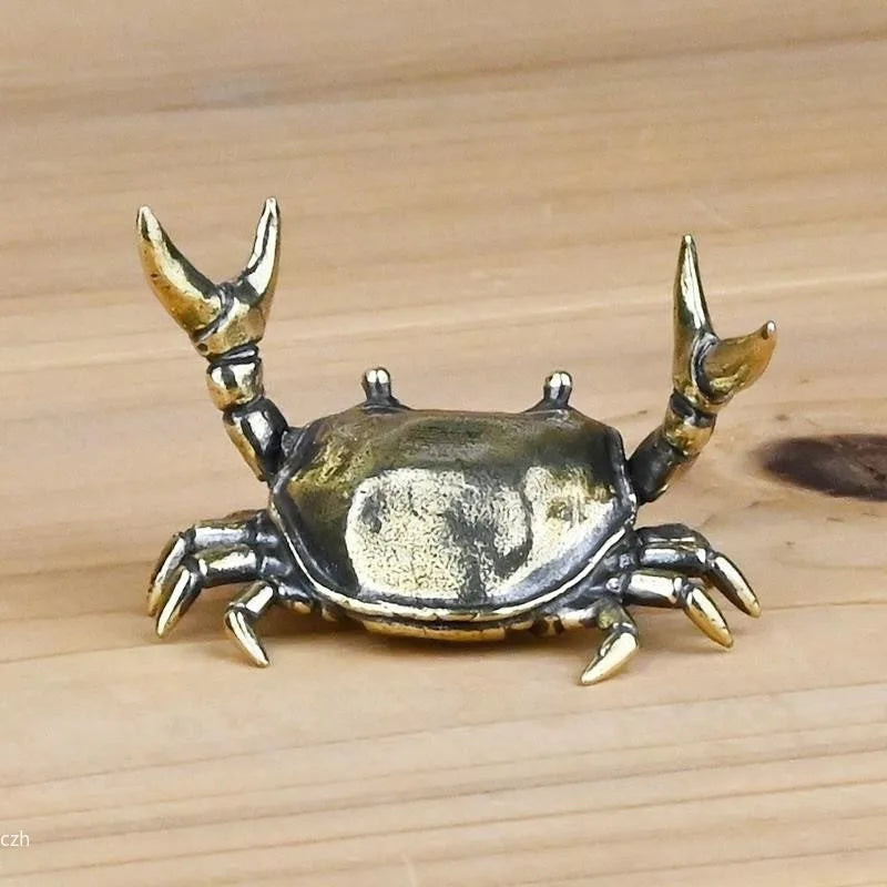 Pure Brass Crab Figurine | Metal Animal Statue Home Decor