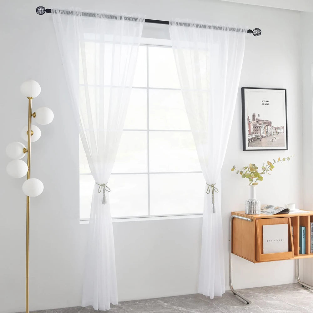 Solid White Yarn Curtain Window Tulle Curtains For Living Room Kitchen Modern Window Treatments Voile Curtains Cortains Peaceful Pleasures Health and Wellness