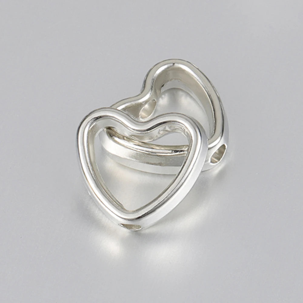 Heart Frame Wrapped Bead Double Stright Hole Spacers Loose Beads