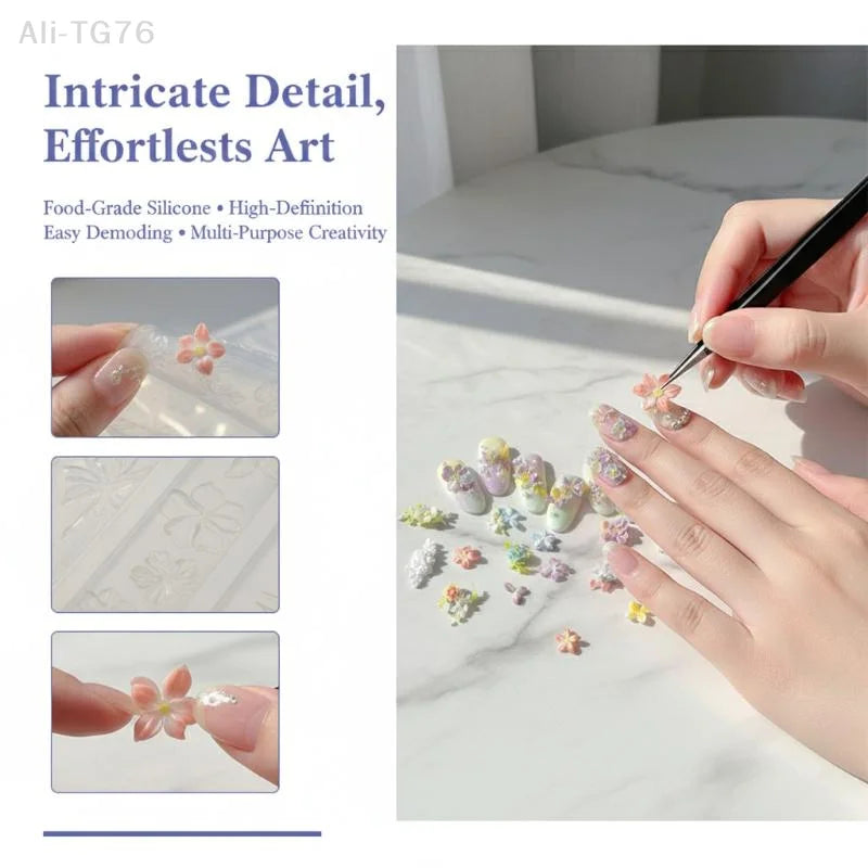 3D Silicone Nail Art Mold – Butterfly & Flower DIY Template