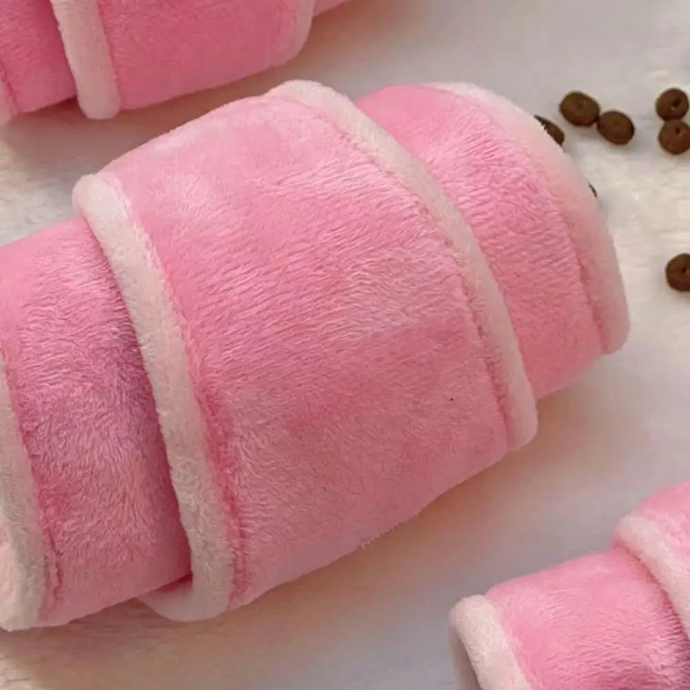 Snuffle Croissant Dog Toy – Plush Squeaky Treat Puzzle