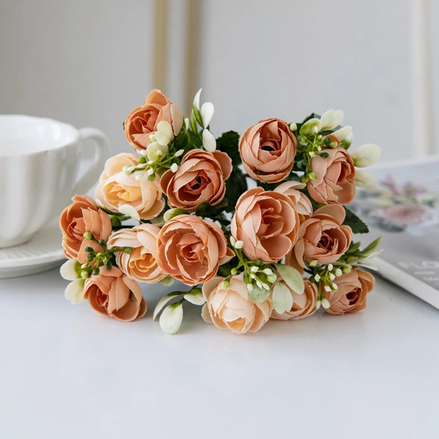 15-Head Silk Rose Bouquet | Wedding & Home Artificial Flowers