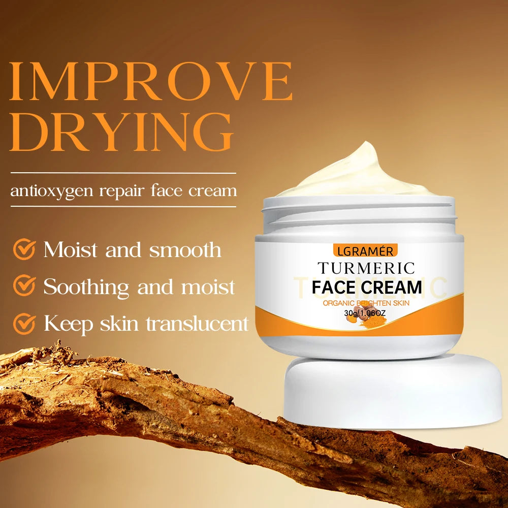 Turmeric Whitening Face Cream Wrinkle Removal Lighten Fine Lines Makes Skin Look More Youthful Birghten Moisturize Facial Care Peaceful Pleasures Health and Wellness
