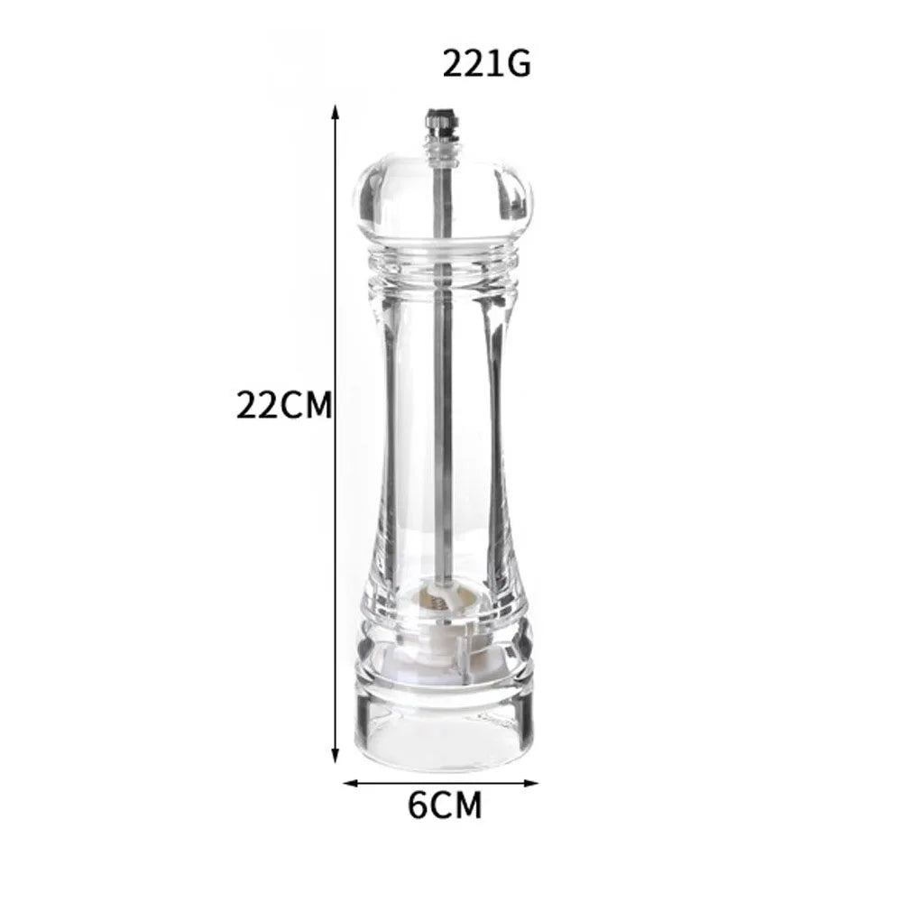 New Acrylic Grinder Transparent Pepper Grinder Manual Pepper Grinder Ceramic Core Multi Purpose Seasoning Bottle Kitchen Tools Peaceful Pleasures Health and Wellness 8 inch