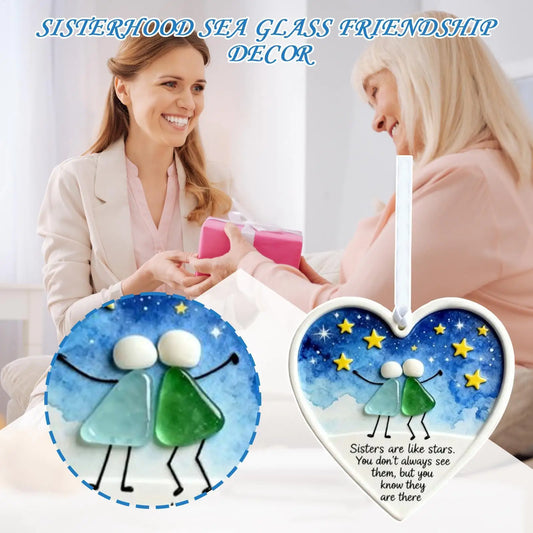 Acrylic Sea Glass Friendship Ornament Keepsake Pendant for Sisters, Coworkers, Birthday, Christmas - Wall Hanging & Home Decor Peaceful Pleasures Health and Wellness