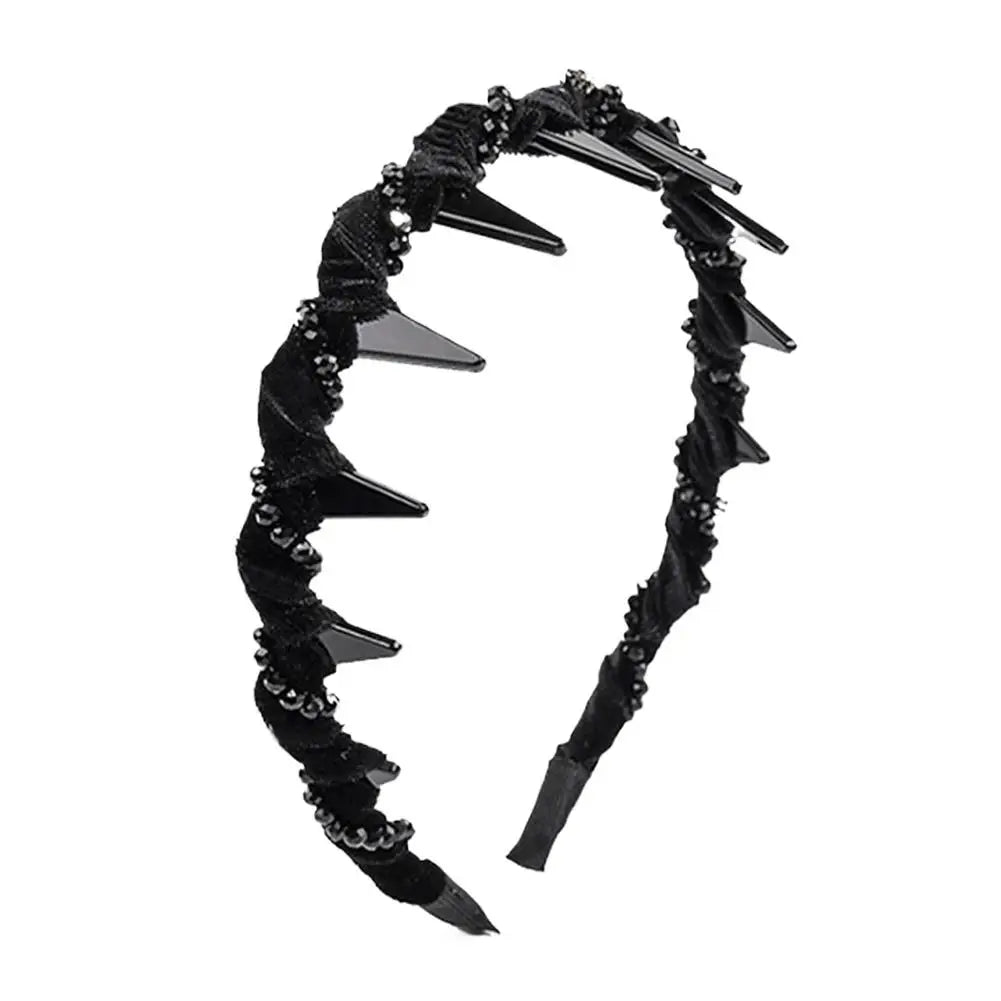 Women Beaded Wrap Headband Wash Face Toothed Non-slip Hair Hoops Headbands Hair Arrangement Fashion Headwear Peaceful Pleasures Health and Wellness Single layer