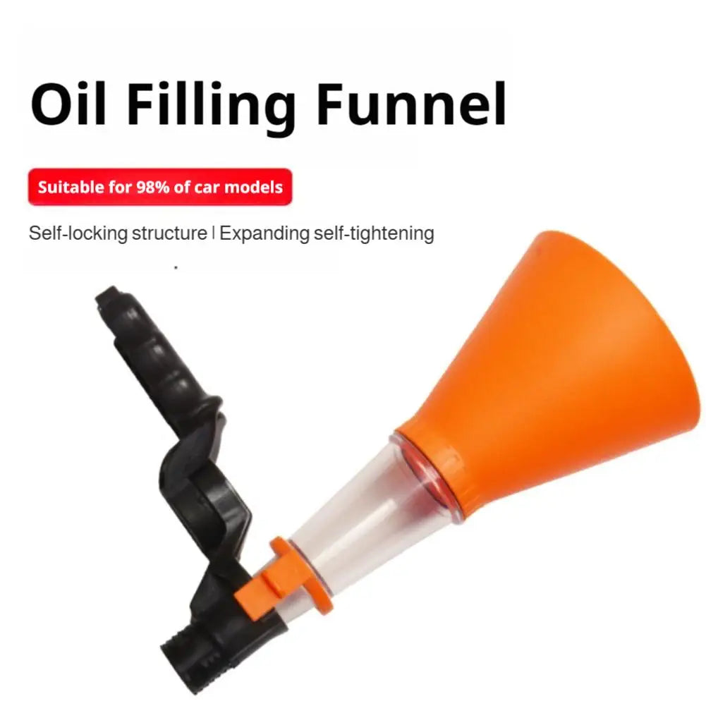 Universal Self‑locking Car Oil Filling Funnel Adjustable Clamp Engine Oil Change Funnel Leak‑proof Oil Change Equipment Tool Peaceful Pleasures Health and Wellness