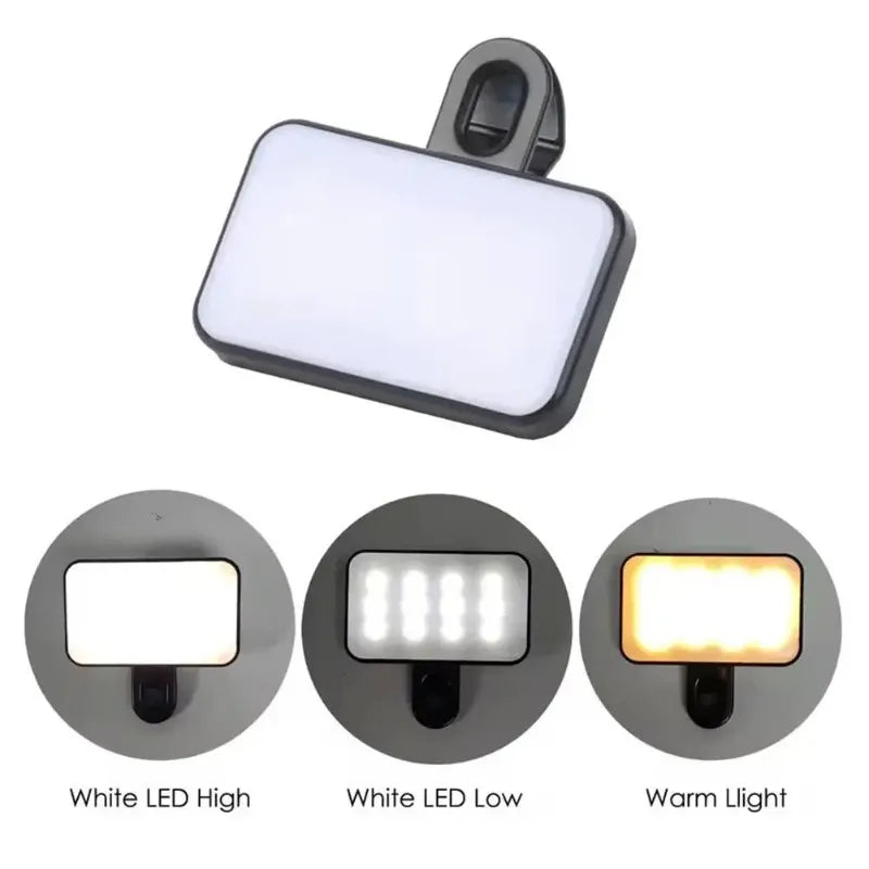 Mini LED Selfie Fill Light | 3-Mode Clip-On Ring Light Clip-On Selfie Light Peaceful Pleasures Health and Wellness