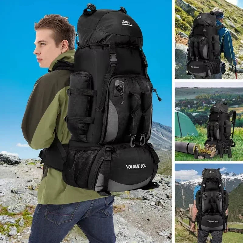 Large-capacity 90-liter men's waterproof hiking camping backpack, hiking backpack, hiking travel bag, travel sports bag Peaceful Pleasures Health and Wellness