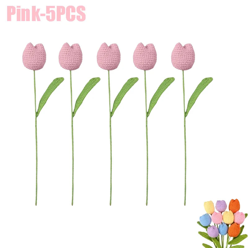 Handmade Crochet Tulip Single Stem Knitted Flower – Home Decor