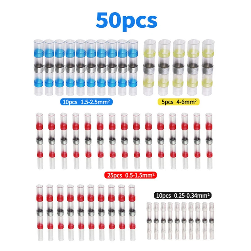 New 50Pcs Shrinkage Solder Sleeve Heat Shrink Tube Kit Heat Shrink Solder Waterproof Seal Wire Splice Connector Wire Connector Peaceful Pleasures Health and Wellness 1set