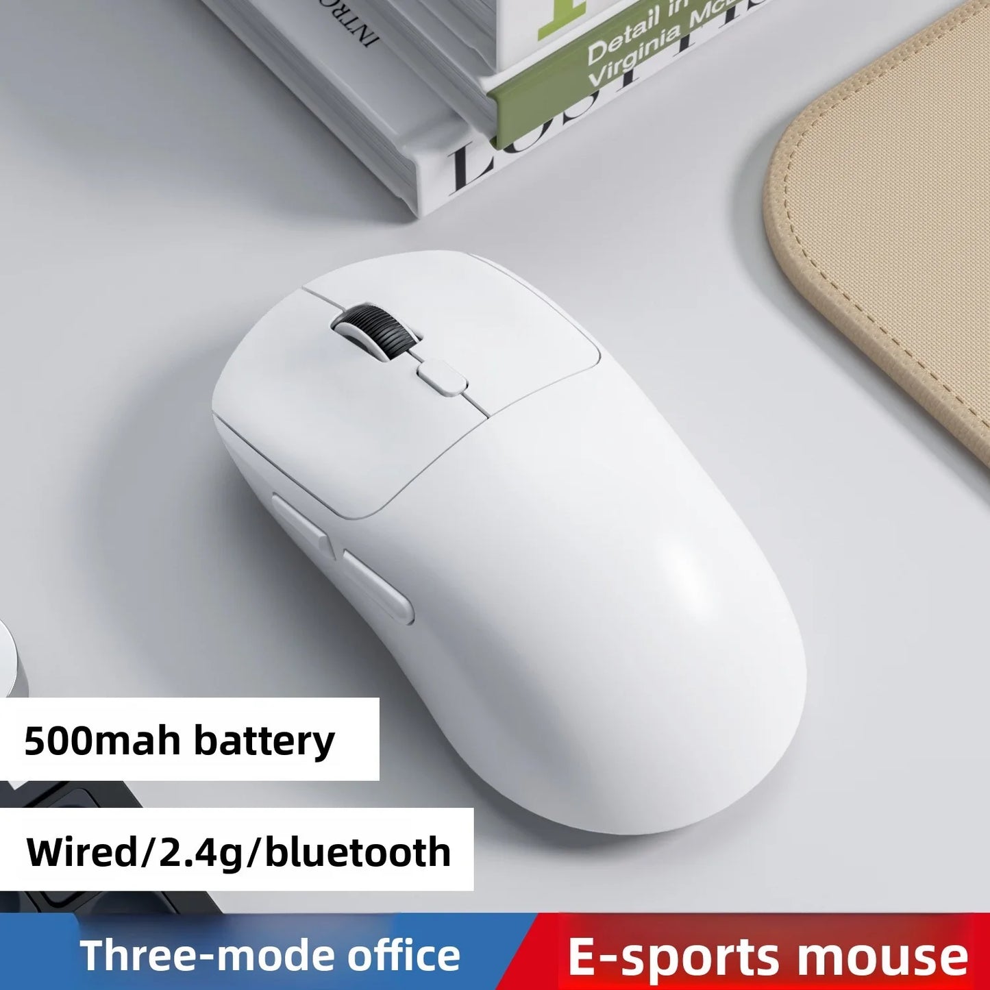 Tri-mode M348 Superlight Mouse Bluetooth 2.4G Wireless Gaming Mouse Flagship Chip Gaming Sensor 6 Adjustable DPI for Office Game Peaceful Pleasures Health and Wellness WHITE