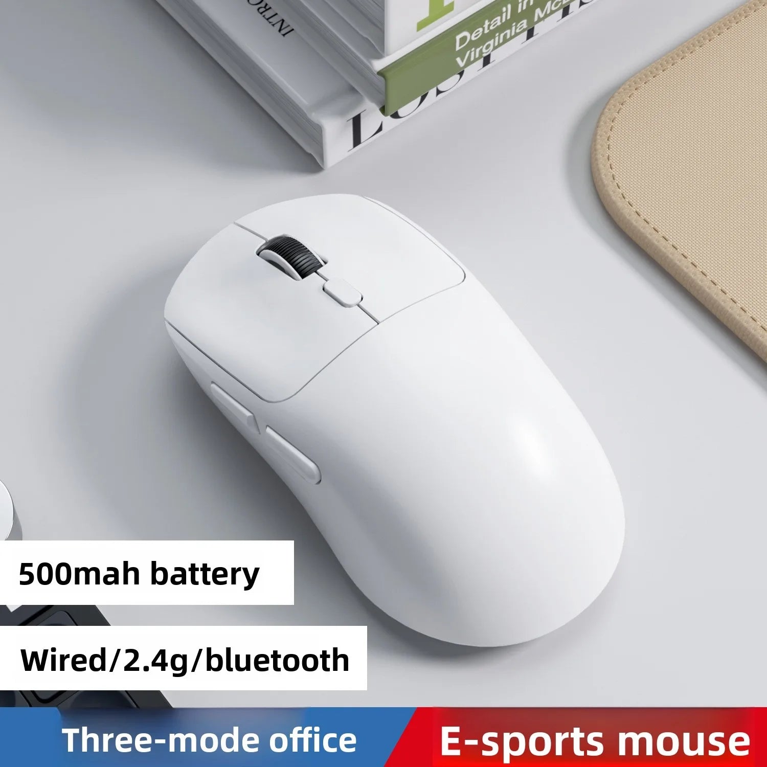 Tri-mode M348 Superlight Mouse Bluetooth 2.4G Wireless Gaming Mouse Flagship Chip Gaming Sensor 6 Adjustable DPI for Office Game Peaceful Pleasures Health and Wellness WHITE