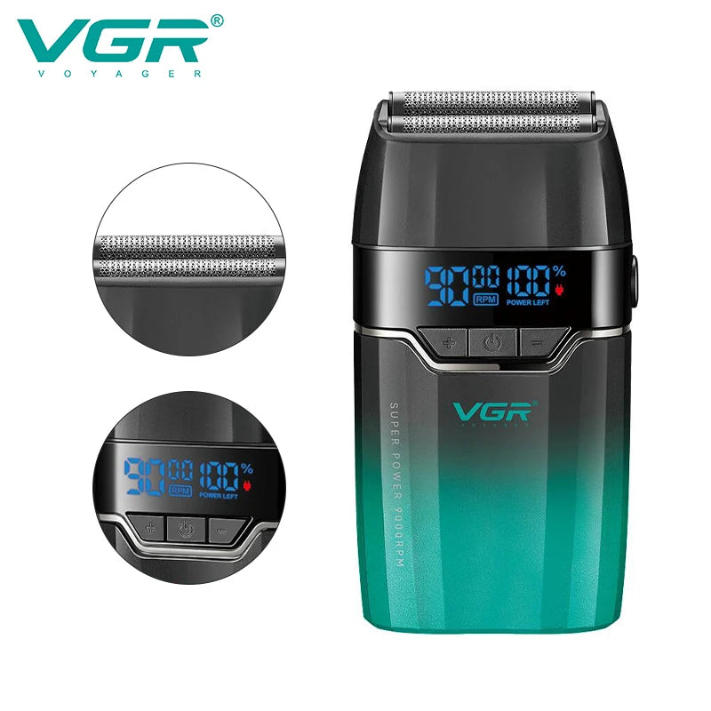 VGR New Shaver Gradient Color Body High end Hair Trimmer Intelligent Digital Display Shaver High speed Dual blade Shaver V-308 Peaceful Pleasures Health and Wellness