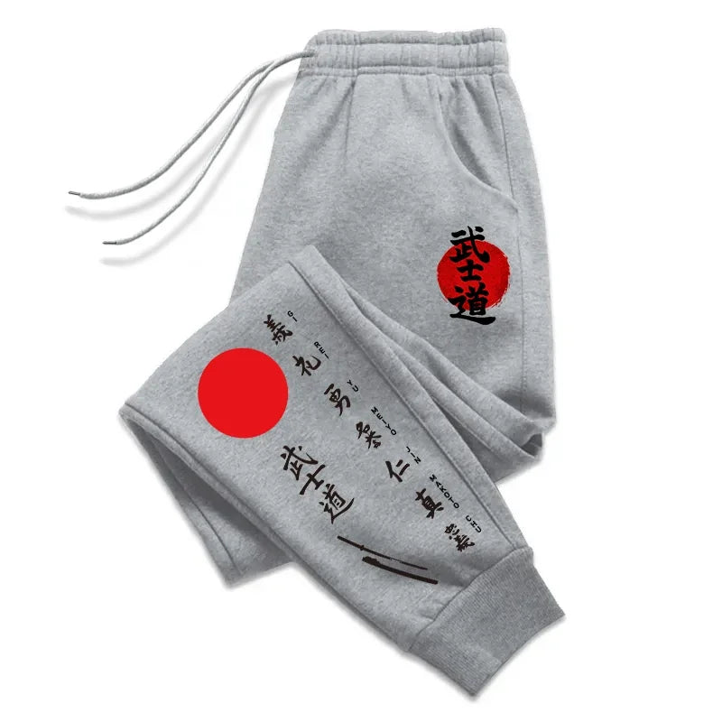 Bushido Printed Sweatpants All Season Male Daily Casual Sports Jogging Pants 2025 Japanese Harajuku Style Trousers Men's Clothes Peaceful Pleasures Health and Wellness M Grey China Mainland