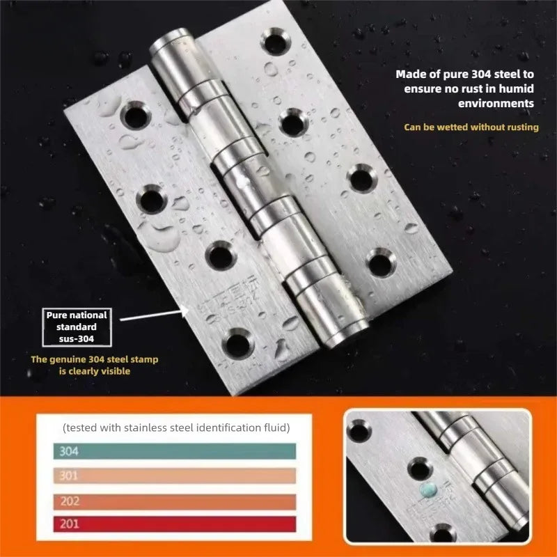 stainless steel Mute Hinge Room Door 4 Inch Bearings Hinges 3mm Thick Heavy Doors Strong Load Bearing Gemel Furniture Hardware Peaceful Pleasures Health and Wellness