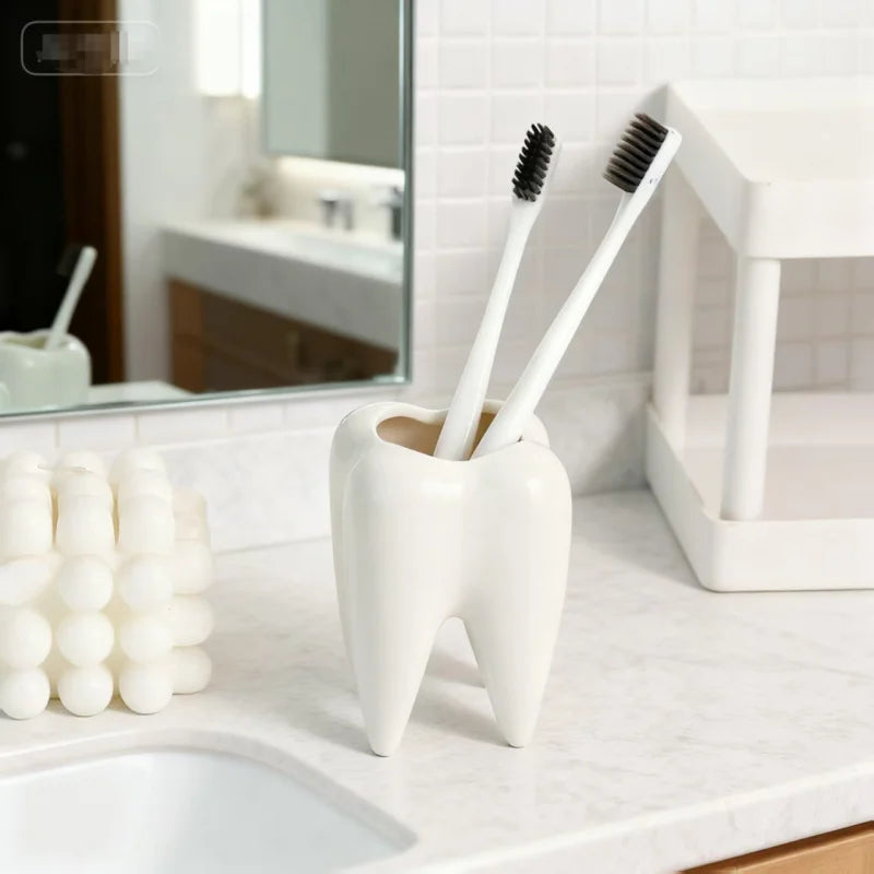 Tooth-Shaped Ceramic Pencil Holder & Succulent Pot | Desk Decor