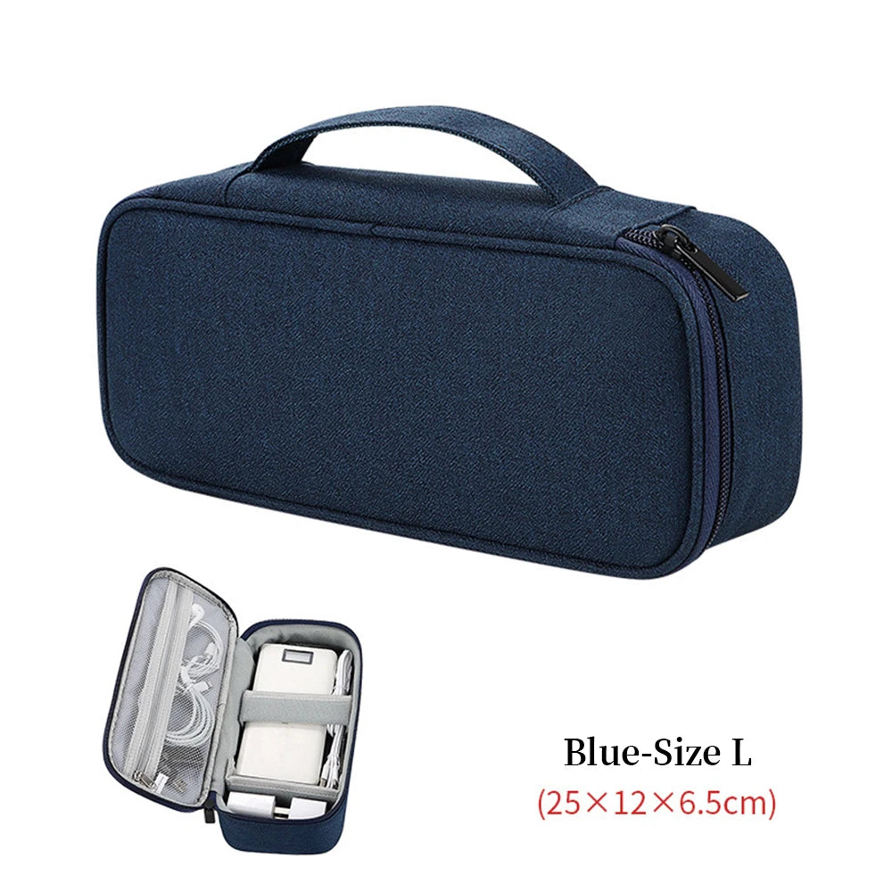 Large Capacity Travel Gadget Organizer, Multi-layer Electronics Accessory Pouch for Portable Charger, Cables, Hard Drive, Phone Peaceful Pleasures Health and Wellness Blue-Size L