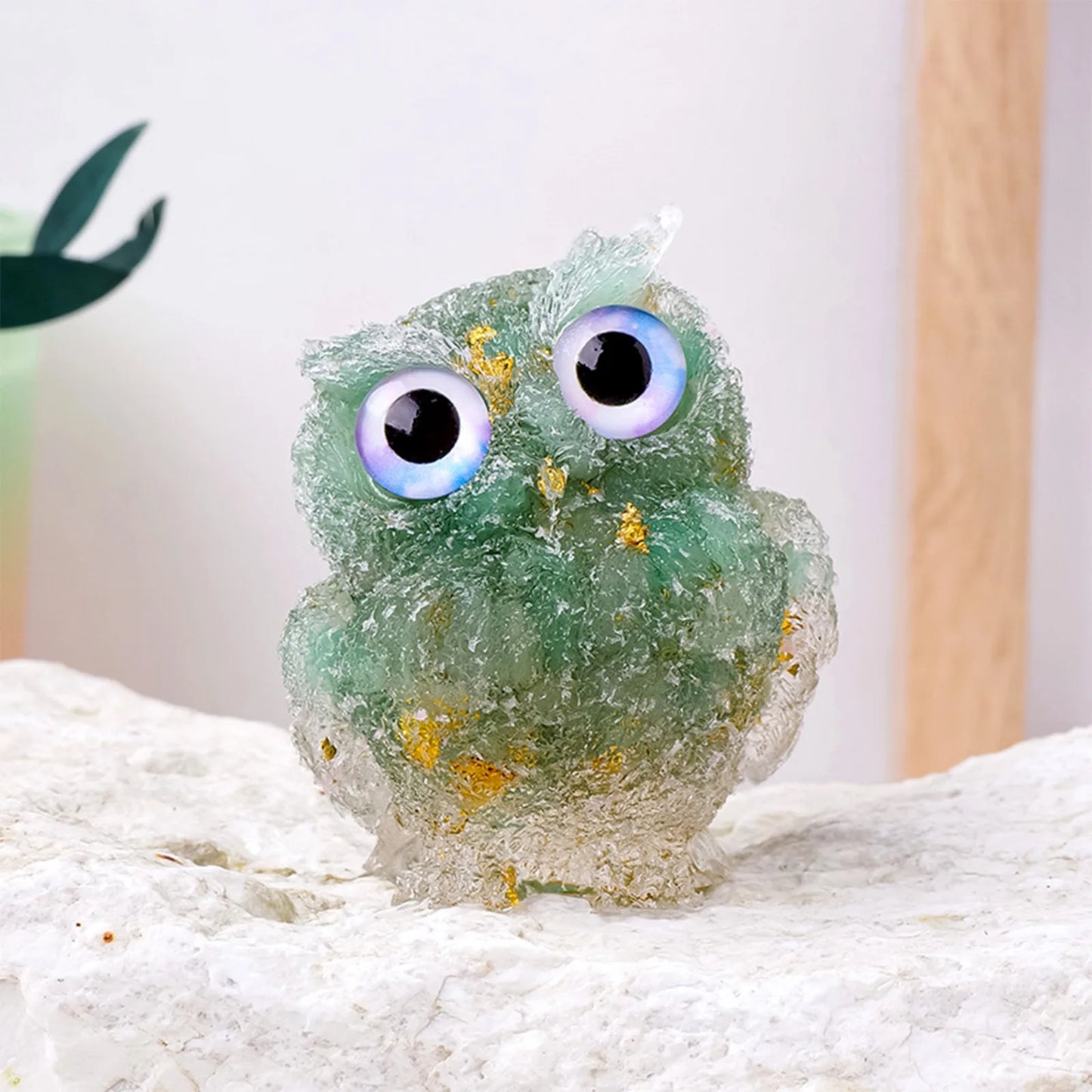 1PC Natural Owl Amethyst Rose Quartz Cute Animal Image Macadam Drip Glue Resin Owl Household Supplies Desktop Ornament Peaceful Pleasures Health and Wellness B One Size