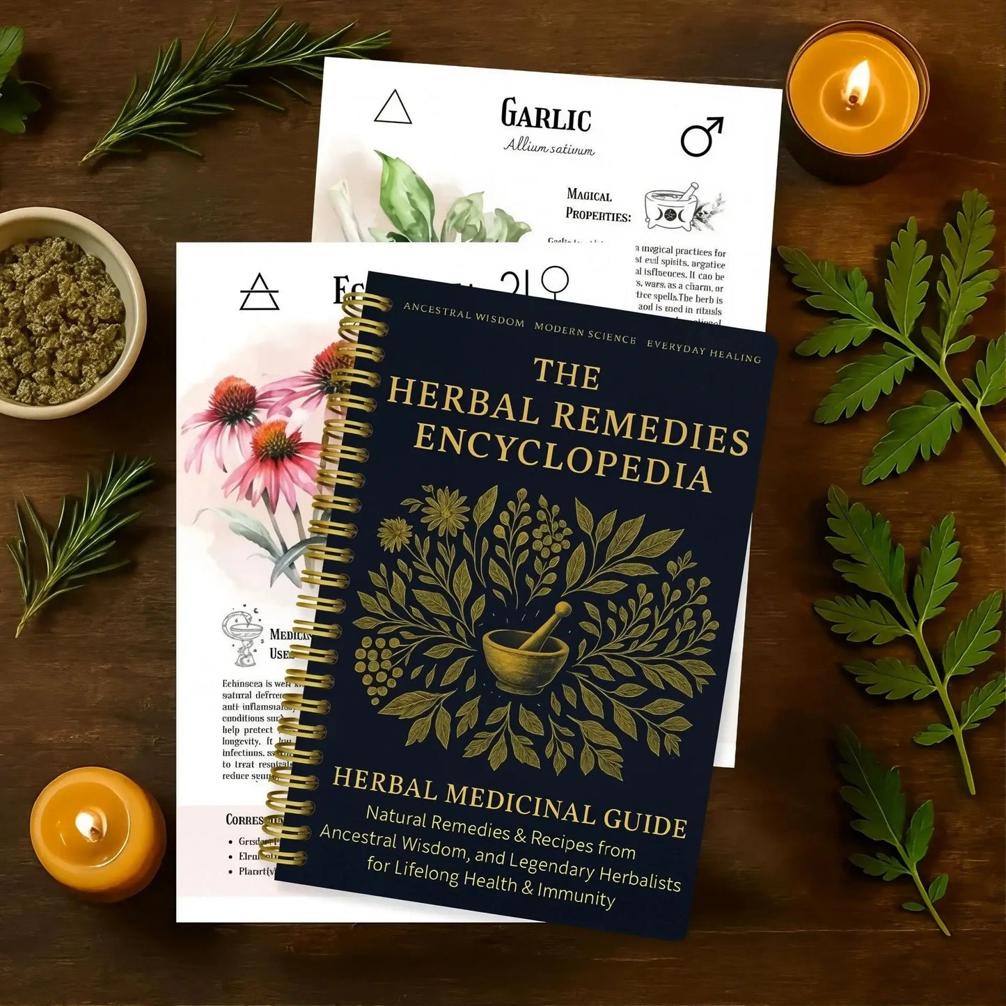 Herbal Remedies Encyclopedia Notebook Medicinal Guide Book