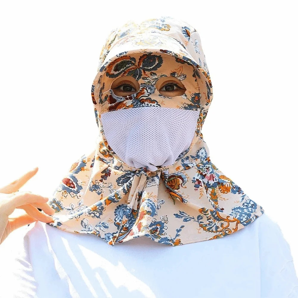 Wide Brim UV Sun Hat – Breathable Mesh Face & Neck Cover