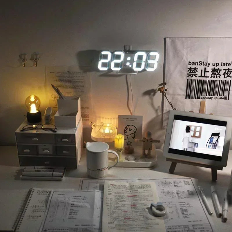 3D LED Digital Wall & Desk Clock with Alarm | Modern Decor