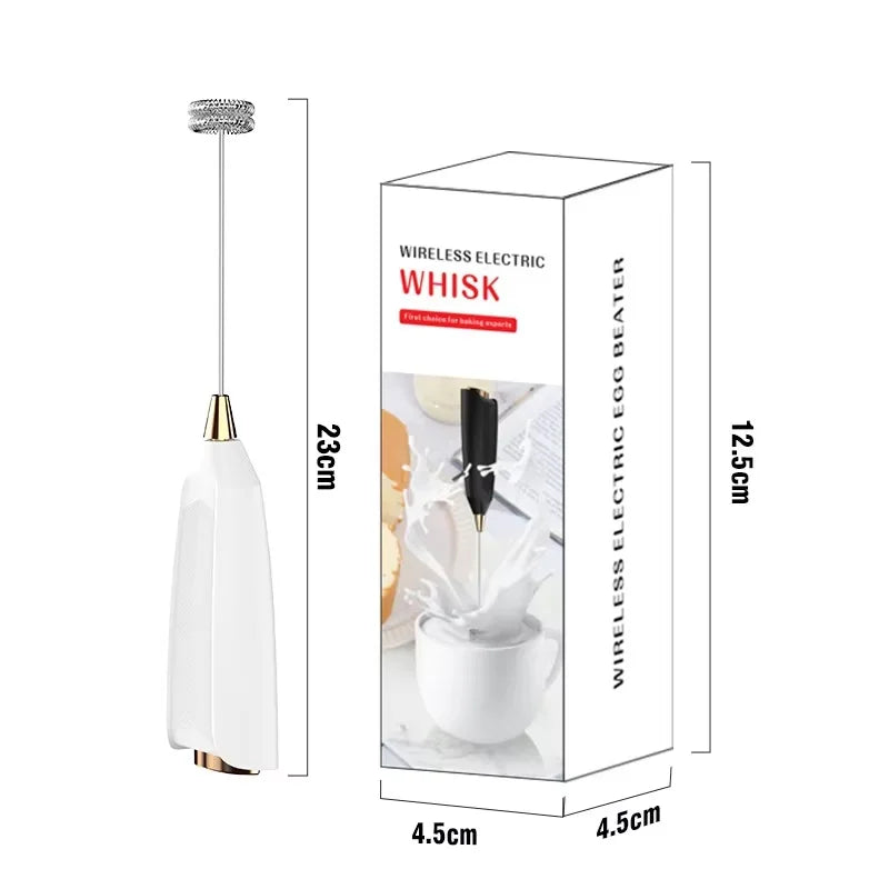 3-in-1 Wireless Electric Milk Frother Handheld Coffee Foam Maker Battery Powered Fast 15s Frothing Suitable For Lattes Peaceful Pleasures Health and Wellness White