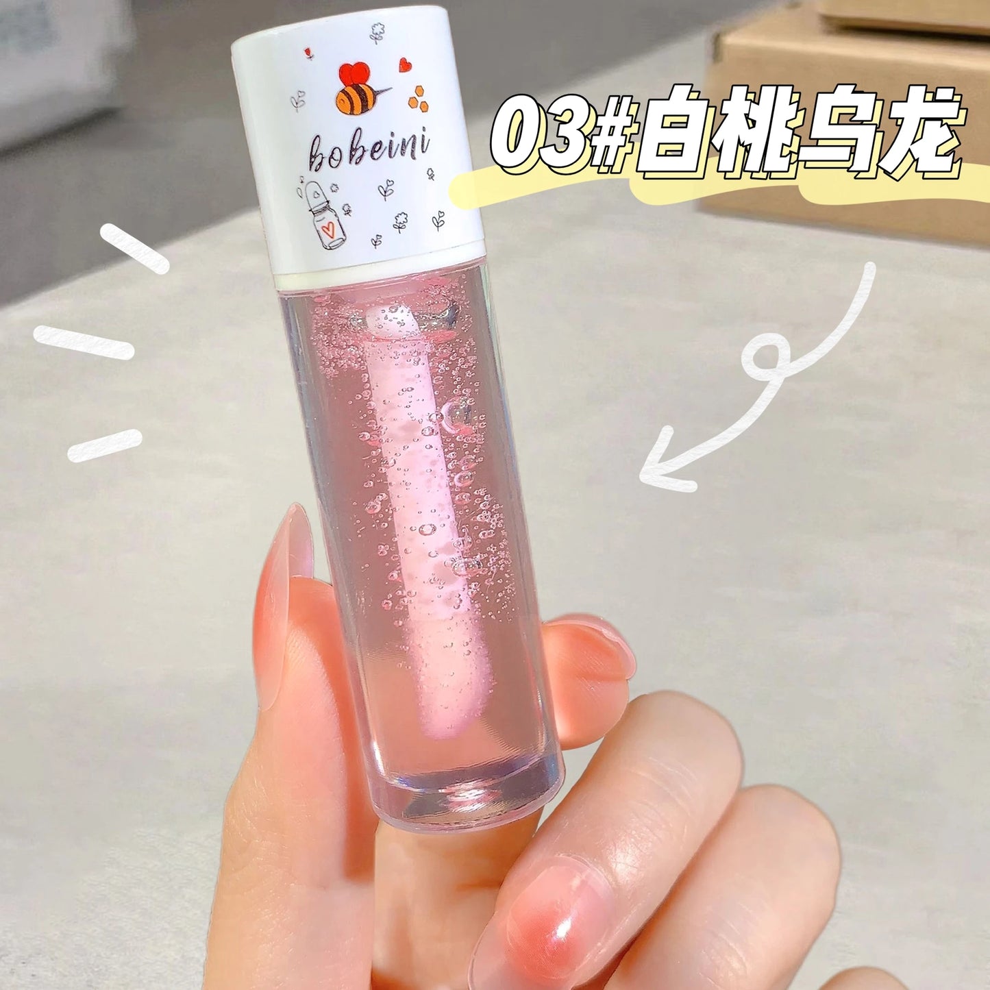 Peach Honey Lip Oil Plump Moisturizing Non-sticky-hydrating Gloss Long-lasting clear liquid lip Balm Peaceful Pleasures Health and Wellness 03 White peach oolon