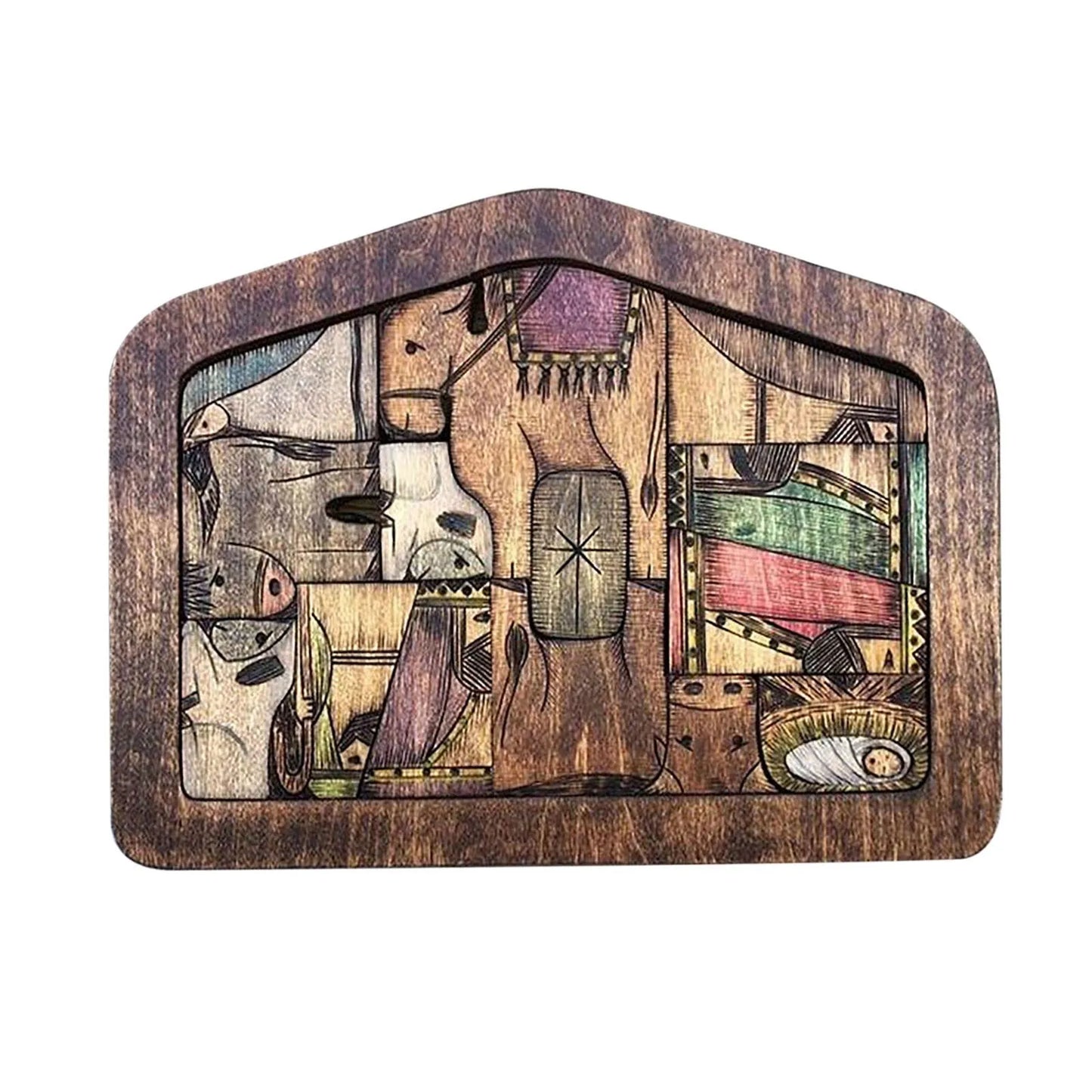 Wooden Nativity Puzzle Set | Wood Burned Christmas Figurines