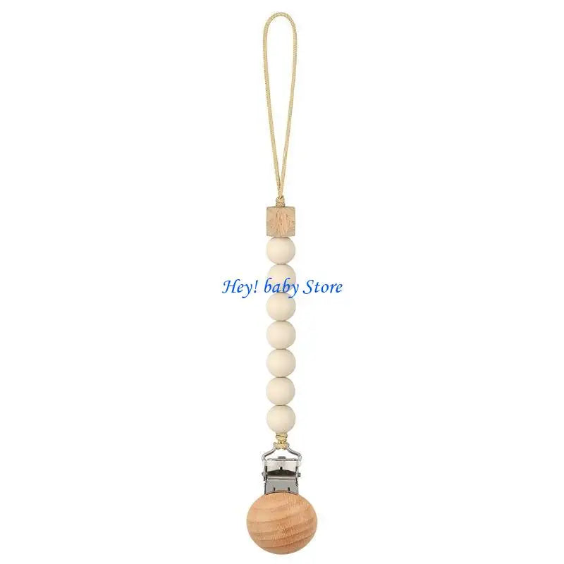 Baby Pacifier Clip Chain | Silicone Beads & Wooden Teether