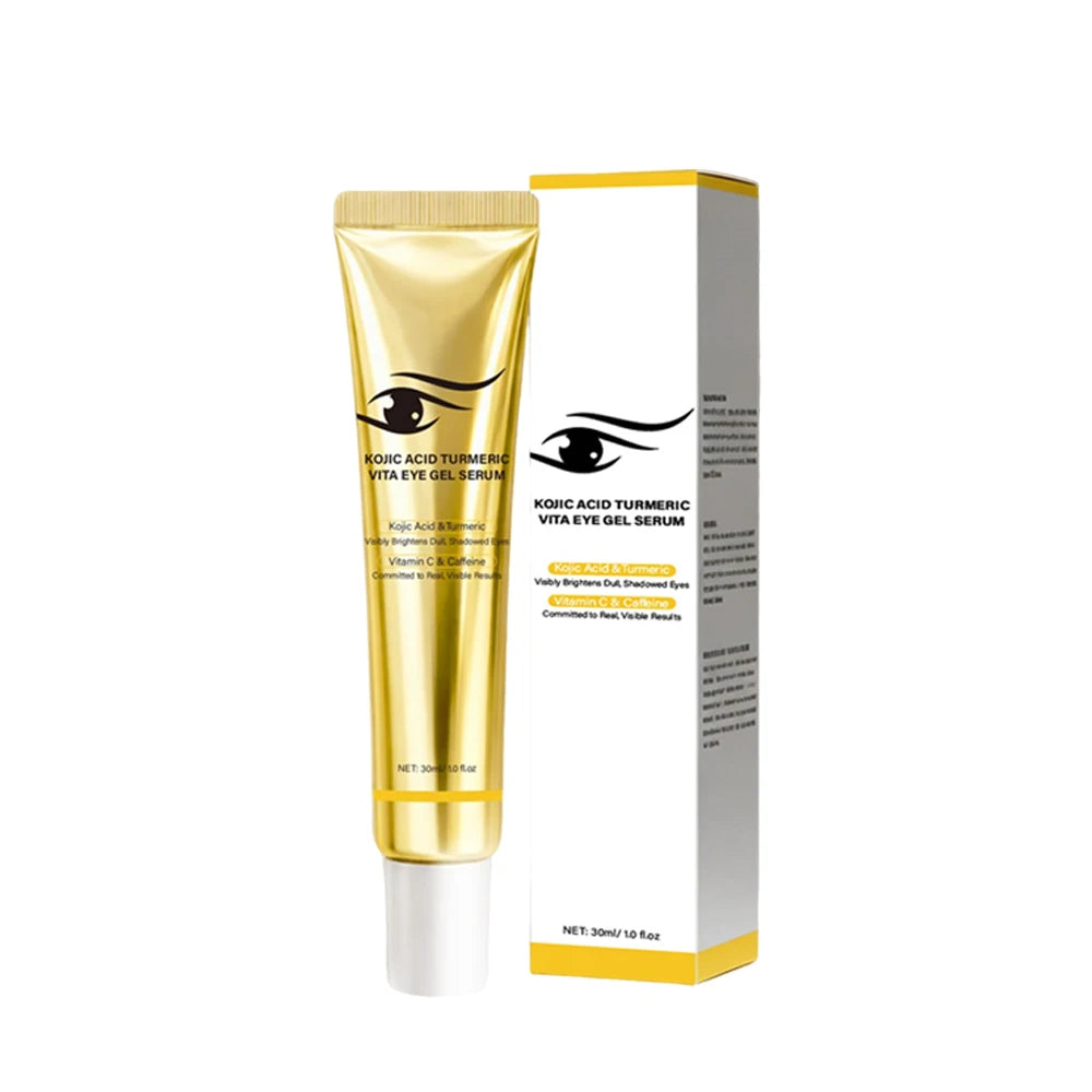 Kojic Acid Turmeric Eye Serum Vitamin C & Caffeine Eye Gel Cream Visibly Brightens Dull Eyes, Fades Dark Circles Eye Care ,30ml Peaceful Pleasures Health and Wellness 1PC