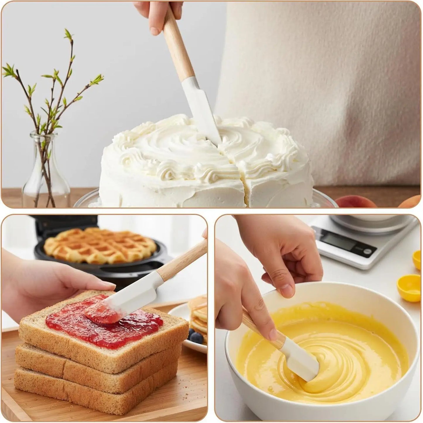 Wooden Handle Silicone Spatula – Heat-Resistant Baking Scraper