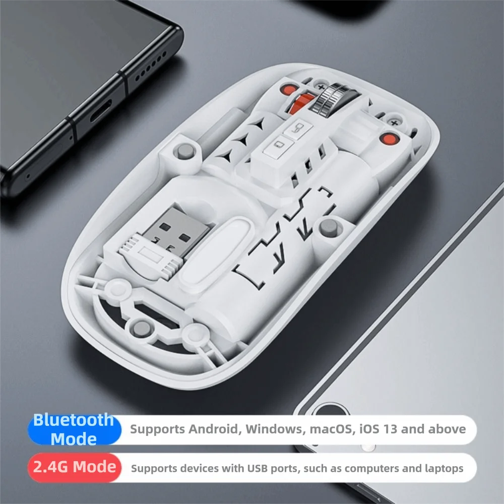 Silent Transparent Wireless Gaming Mouse | Type-C, 3-Mode