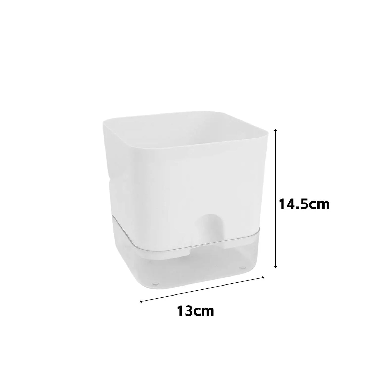White Square Self-Watering Plant Pot | Double Layer Flowerpot