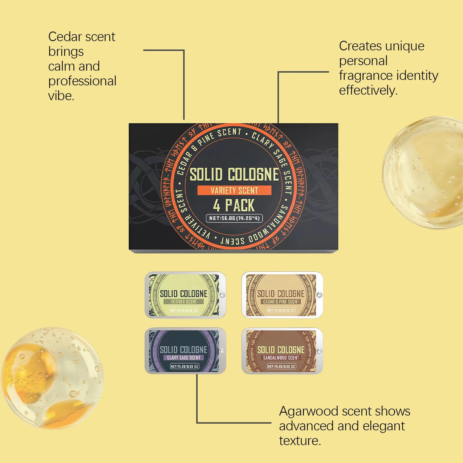 Fruit Woody Men Solid Perfume Lasting Scent Fresh Fruity Woody Scent Men Pheromone Perfume Gentle Portable Solid Fragrance Balm Peaceful Pleasures Health and Wellness