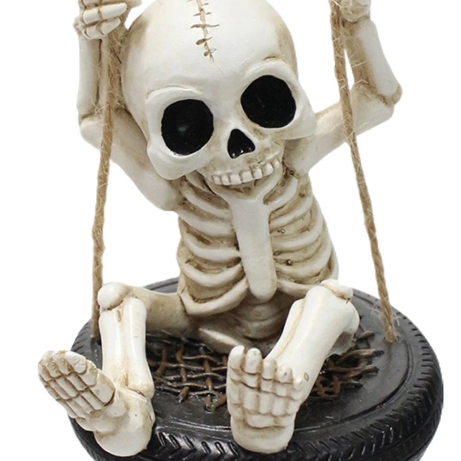 Halloween Skeleton Tire Swin Hollow Big Eyes Punk-Style Garden Ornament for Halloween Festival Gift Peaceful Pleasures Health and Wellness