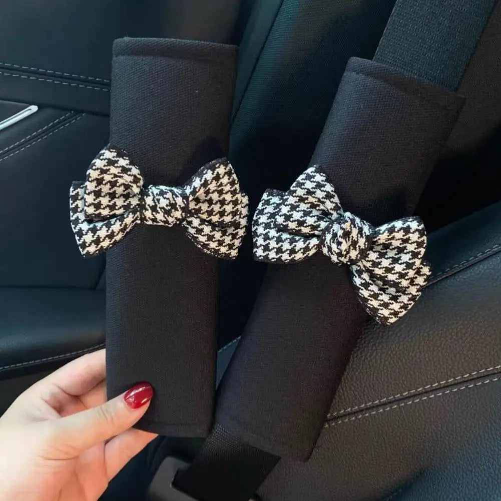 Cartoon Cute Seat Belt Shoulder Cover Bow Knot Car Decoration Supplies Set Interior Peaceful Pleasures Health and Wellness