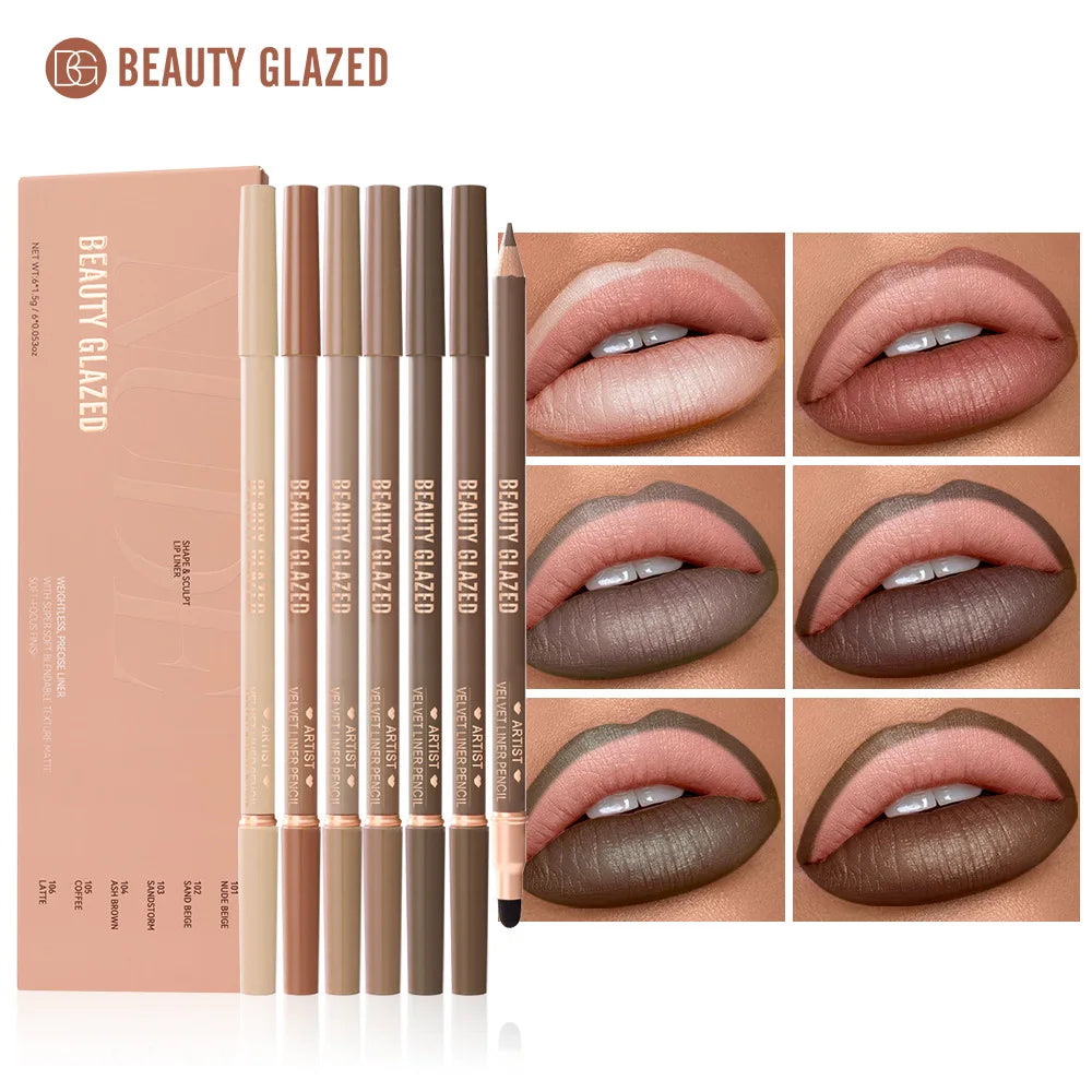6-Piece Matte Dual-Ended Lip Liner Set – Long-Lasting, All Tones