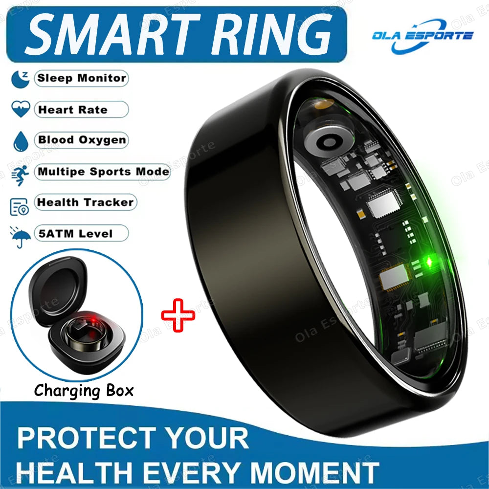 Smart Ring For Men Women Camera Control Heart Rate Blood Oxygen Monitor Smartring IP68 & 5ATM Waterproof Multi-sport Mode Ring Peaceful Pleasures Health and Wellness Black Pro 9