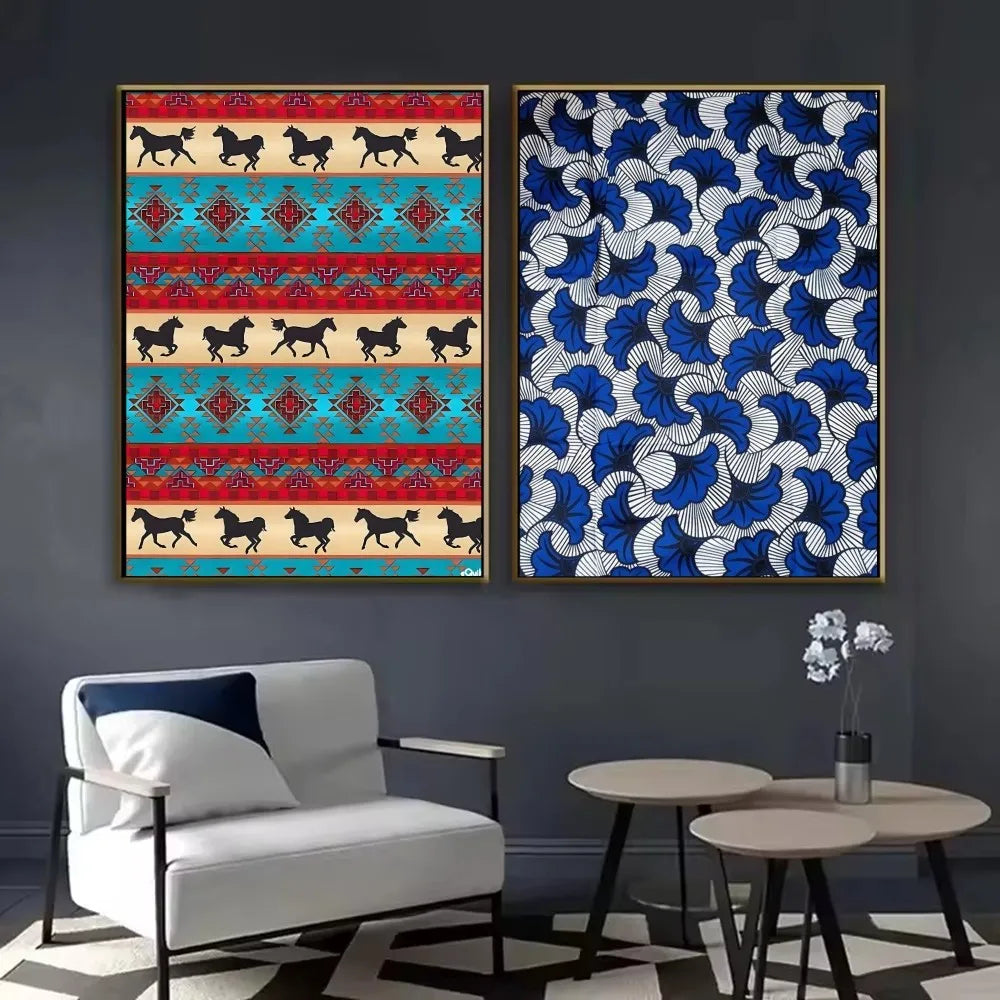African Classic Fabric Kente Cloth Poster HD art sticky wall waterproof home living room bedroom bar aesthetic decoration Peaceful Pleasures Health and Wellness