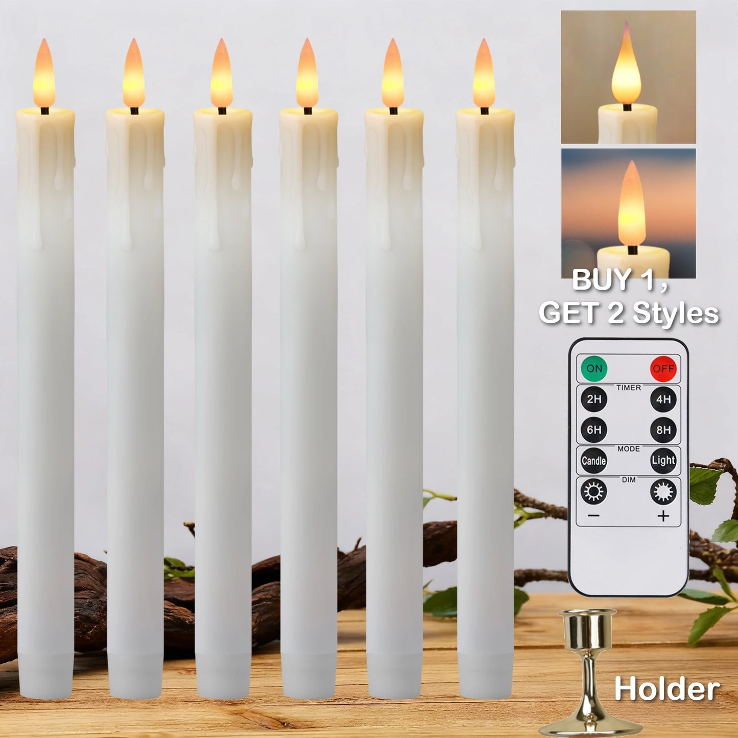 Flameless LED Taper Candles with Remote & Timer | Flickering