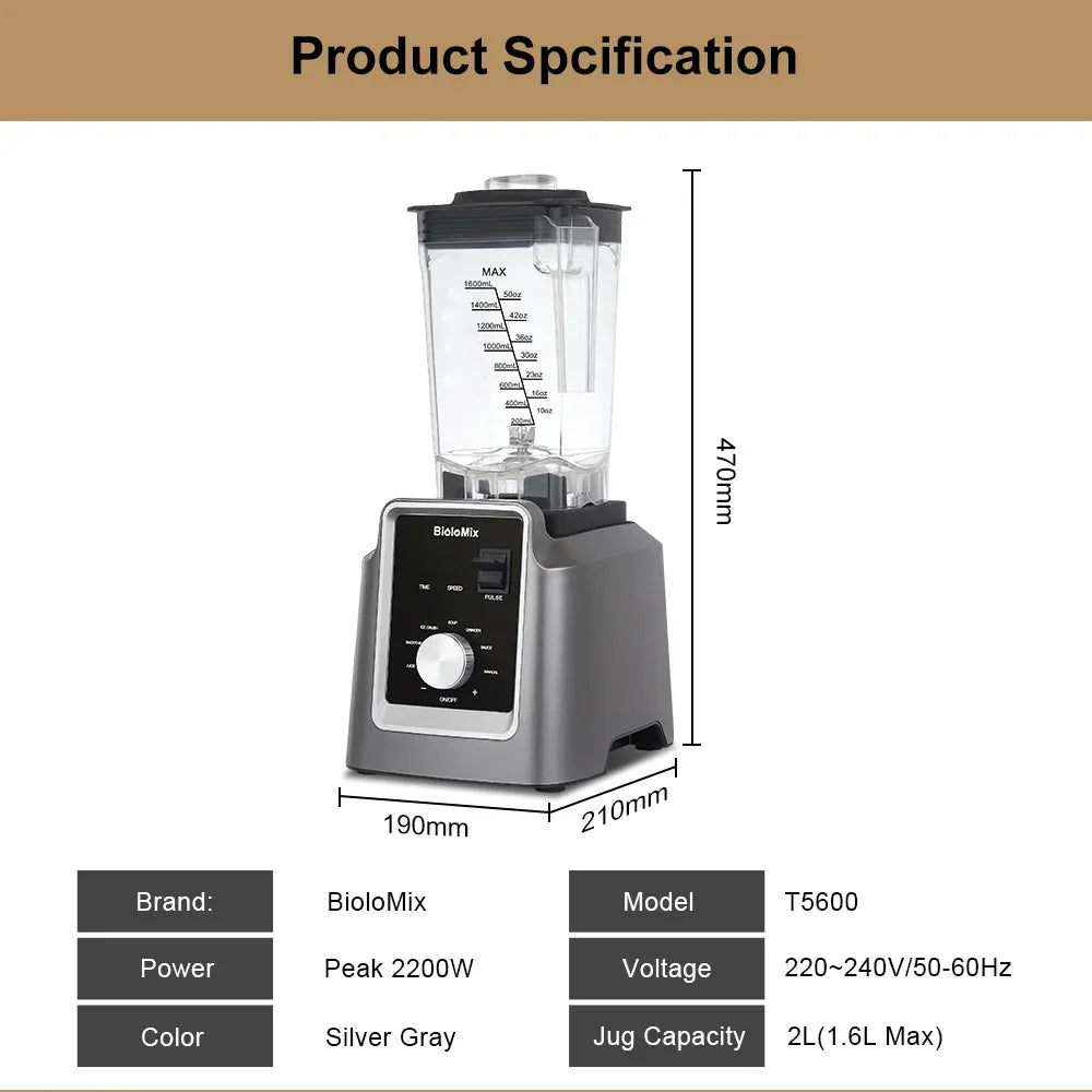 BioloMix Digital BPA FREE 2L Automatic Blender Blenders Peaceful Pleasures Health and Wellness
