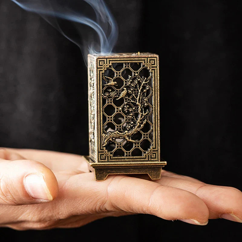 Square Alloy Incense Burner | Chinese Censer Aromatherapy Holder