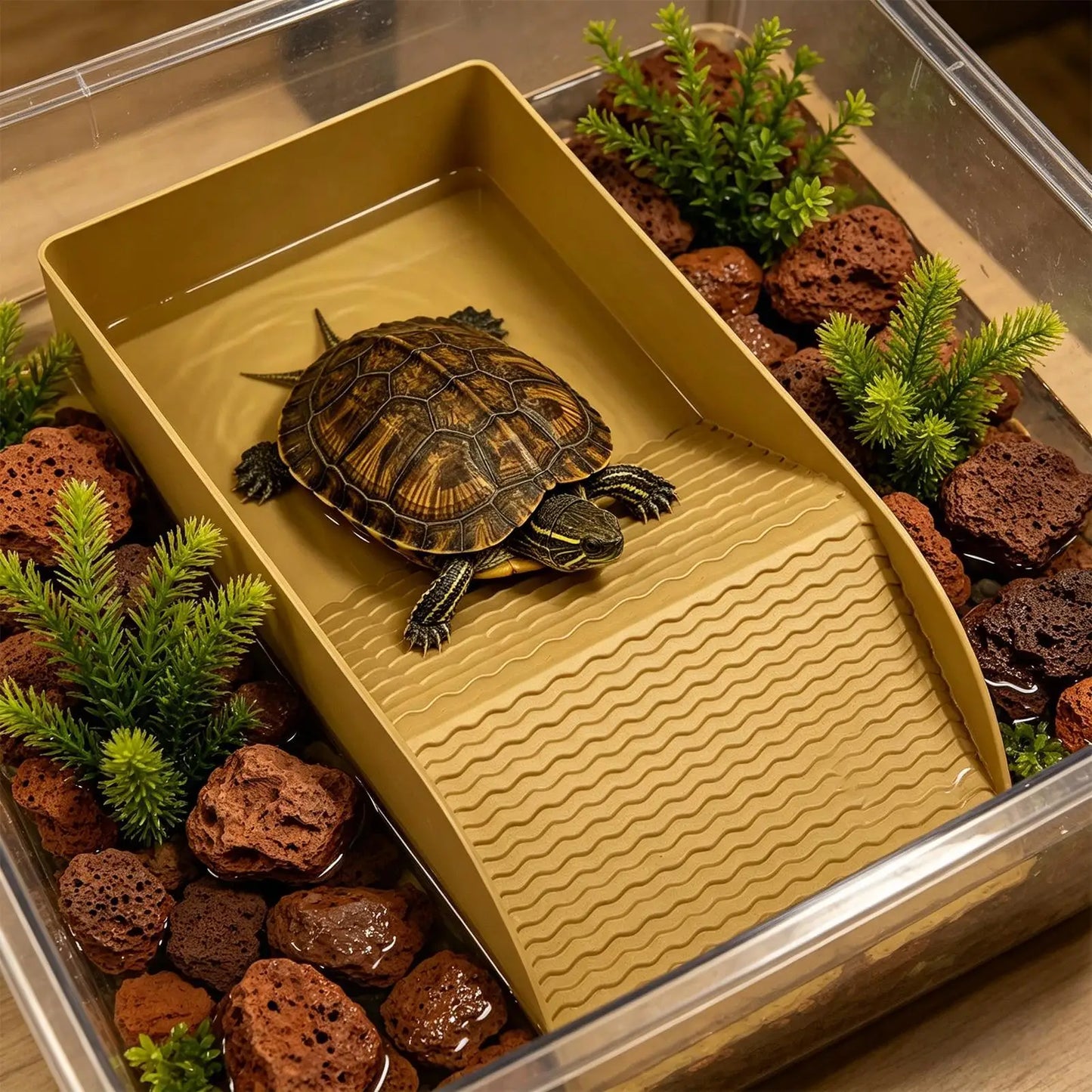 Reptile Soaking Tray Tortoise Basking Dish With Ramp Bearded Dragon Bathing Bowl For Turtle Lizard Gecko Snake, Aquarium Access Peaceful Pleasures Health and Wellness
