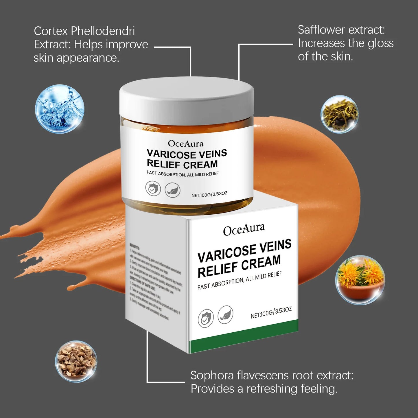 OceAura Leg Vein Repair Cream | Circulation & Skin Firming 100g